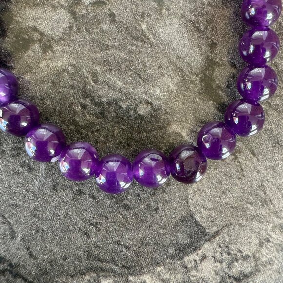 Amethyst Energy Bracelet 6.75 inch Natural Stone Beaded Stretch 8mm Beads - Picture 8 of 10
